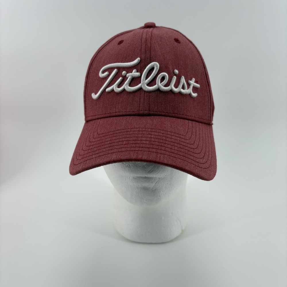 Titleist FJ Pro V1 Fitted Golf Hat Rust Red And White Size M/L Stretch Mesh